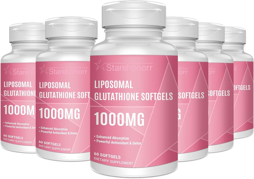 Liposomale Glutathion Softgels 1500MG, Verminderde Glutathion Supplement met Vitamine C, Betere Absorptie, Niet-GMO Krachtige Antioxidant voor gezonde veroudering, Detox, Immune Health, 360 Softgels