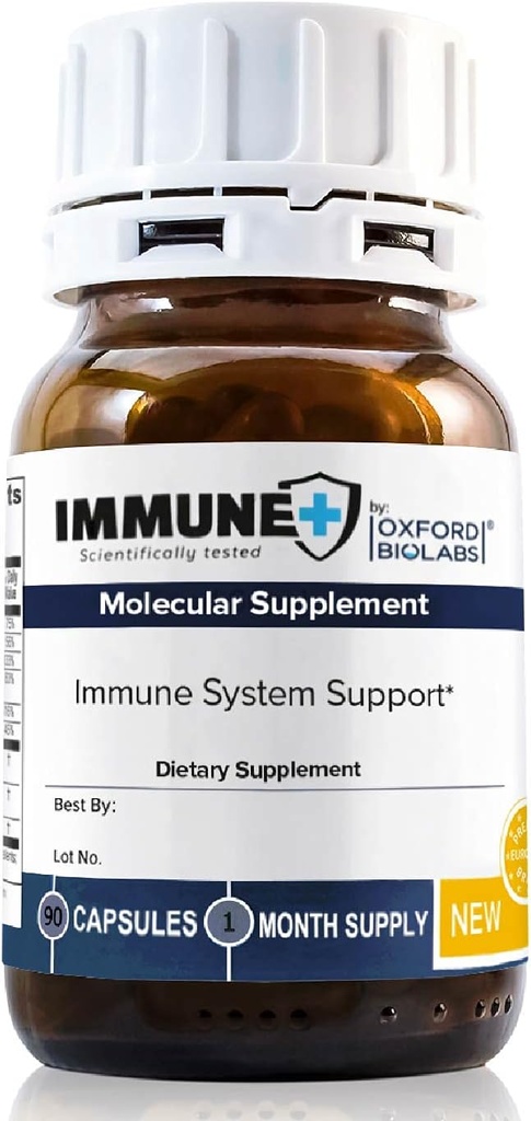Oxford Biolabs® Molecular Dietary Supplement Immune+, Natural Black Elderberry Extract Zink - Immune System Support - Vegan - 1 Month Supply