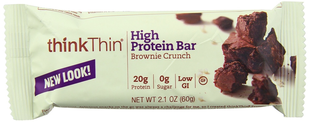 ThinkThin High Protein Bar, Brownie Crunch, 60 g, Bars, 10 Tellen