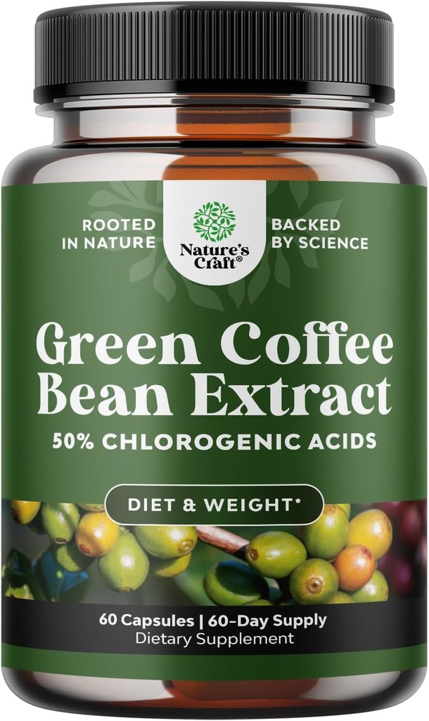 Pure Green Coffee Bean Extract voor gewichtsverlies pillen - Dieetsupplement bij het verbranden Fat Curb Appetite en Boost Metabolisme voor mannen en vrouwen - Bevat Antioxidanten om detox en reiniging - 750 mg Capsules