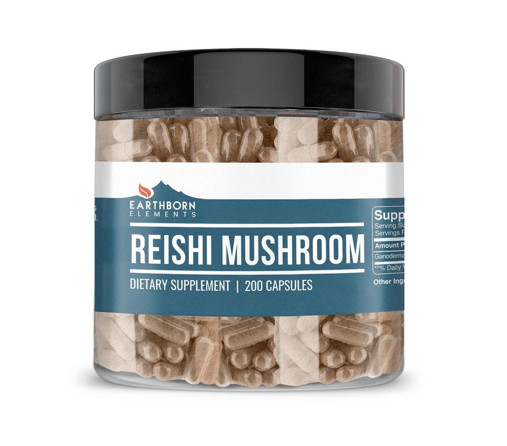 Earthborn Elements Reishi Mushroom 200 Capsules, Pure & Onverdund, Geen Additieven
