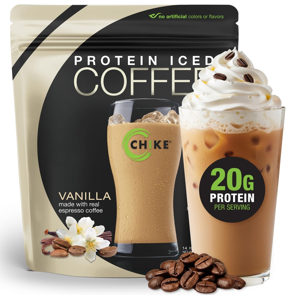 Chike Vanilla High Protein Iced Koffie, 20 G Proteïne, 2 Shots Espresso, 1 G Suiker, Keto Vriendelijk en Glutenvrij, 14 Serven (15,8 Ounce)