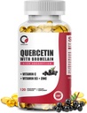 Quercetine 1000 mg met bromelaïne, vitamine C & D3, zink, bromelaine quercetinesupplementen voor mannen en vrouwen, niet-GMO-vrij en glutenvrij, 120 capsules