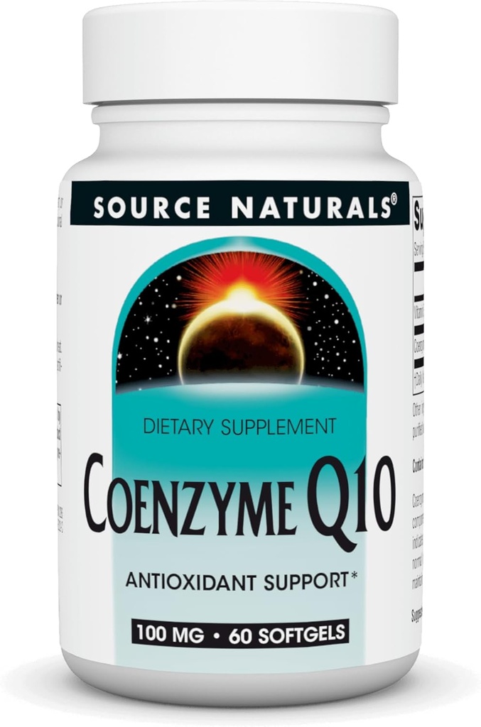 Bron Naturals Co-enzym Q10 Antioxidant Ondersteuning 100 mg voor hart, hersenen, immuniteit, & lever ondersteuning - 60 Softgels