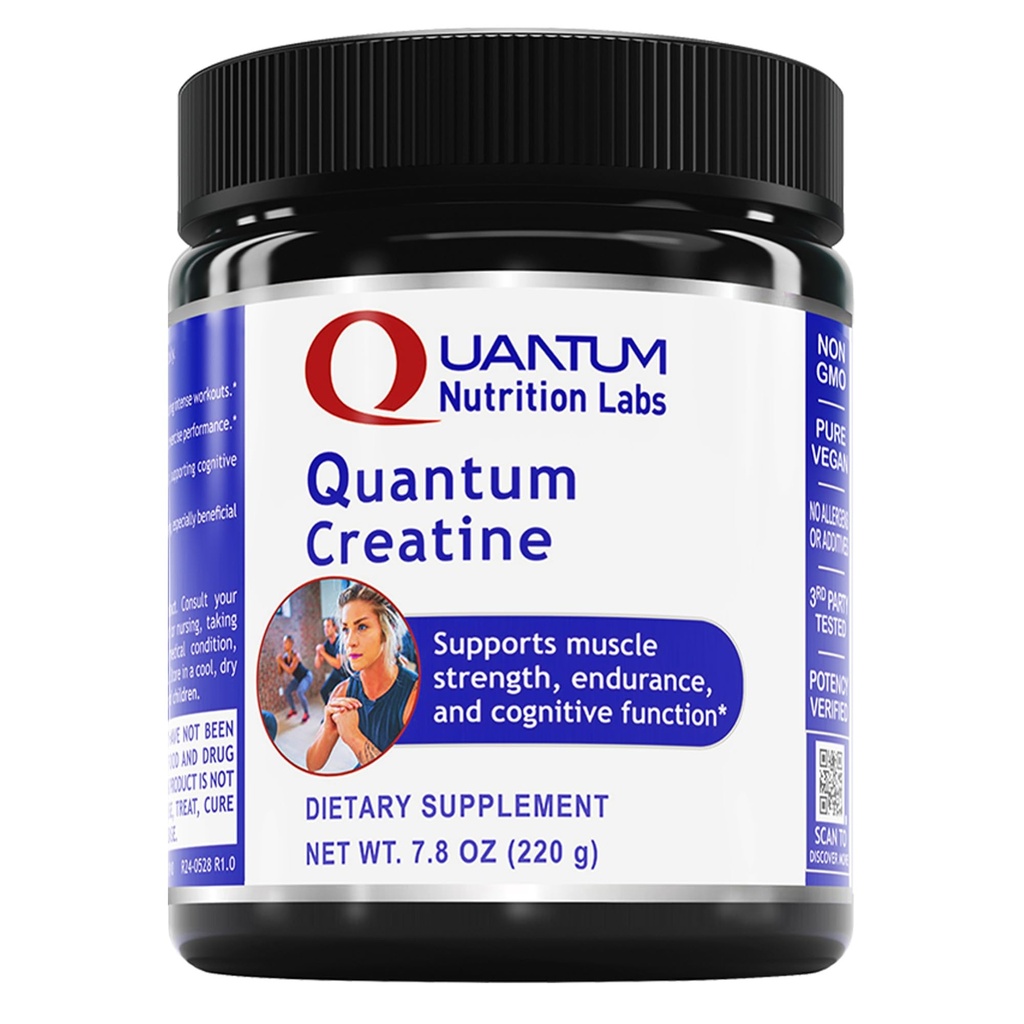 Quantum Nutrition Labs Quantum Creatine - Creatine Monohydraat Poeder, Creatine Powder for Men, Women, Vegetarians, Unflavored Vegan Friendly Formula - 7,8 oz (40 porties)
