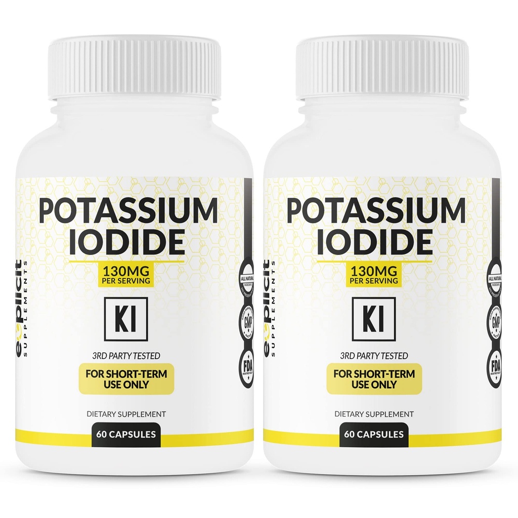 (2 verpakkingen) Kaliumiodide Capsules 130 mg dosis - 60 porties - Schildklierondersteuning en verdediging - KI Kaliumjodium thyroid ondersteuning vitamines
