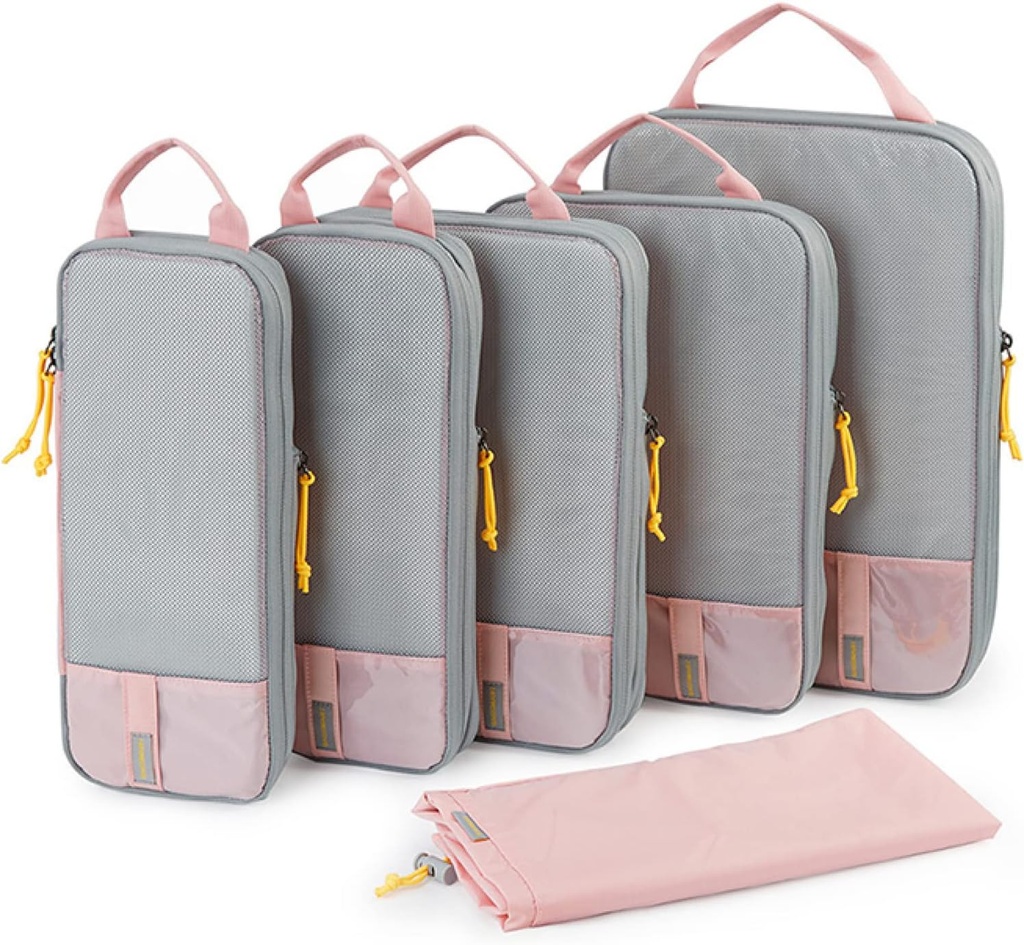 BAGSMART 6 Set /4 Set/2 Set Compressieverpakking Cubes voor reizen, Lichtgewicht Bagage Organizer Bags, Duurzame Space Saver Bags Reis Essentials