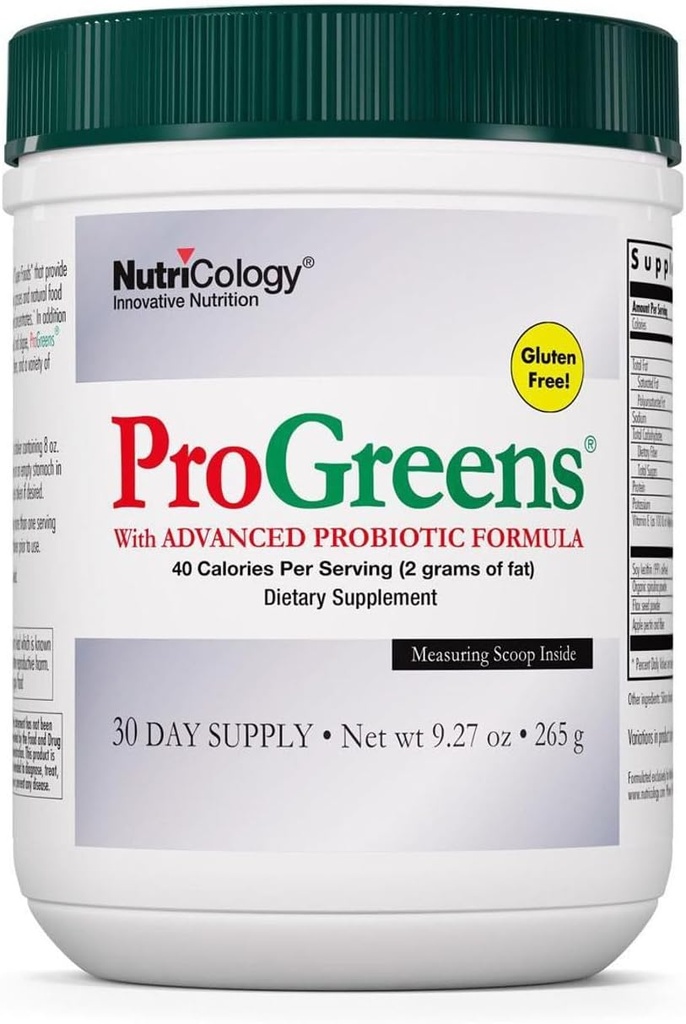 Nutricology ProGreens 265 g Poeder - Biologische Groenen Superfood Poeder, Poeder Groenen Blend, Gezonde Drink Supplement, Geavanceerde Probiotische Formule - 30 Dagen Levering