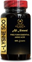 L-LYSINE 500 - L-Lysine Supplement voor Eye Health Lip Care Collagen Synthese en Immuun Support, Essentiële Aminozuur op hoge sterkte, Dagelijks lysine inname - 1 Fles 100 Tellingen