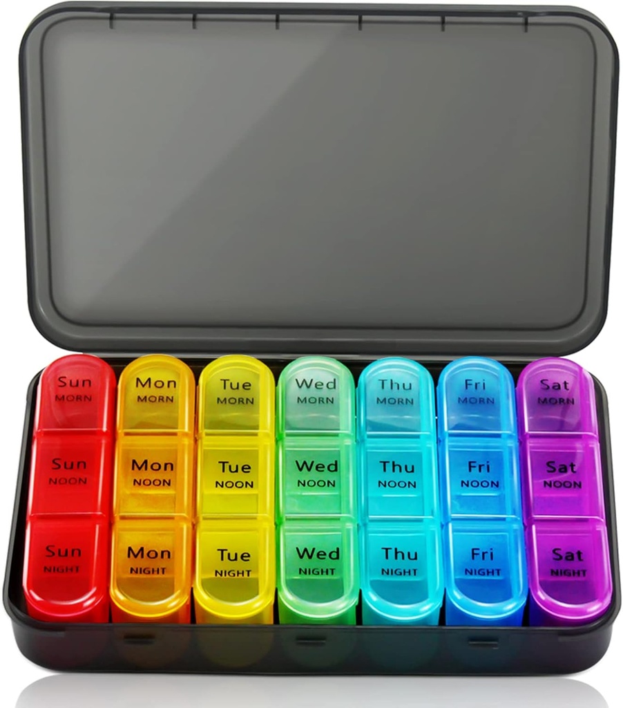 Weekly pil Organizer 3 keer per dag, 7 dagen pil Box Grote Compartiments Vocht-Proof pil geval, Daily Portable Travel ochtendmiddag pil container, voor visolie, vitamines, supplementen