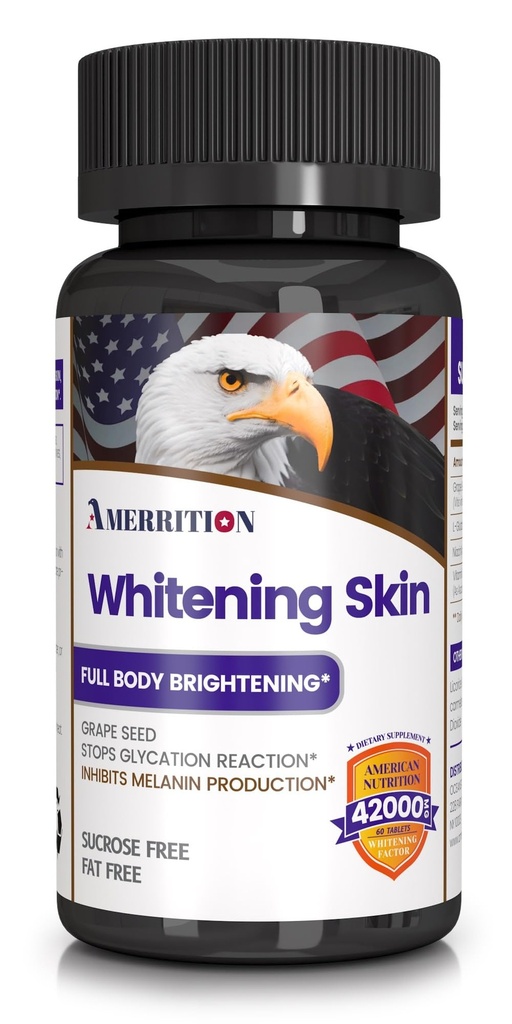 Skin Whitening Supplement Geïnfundeerd met druivenzaadextract, glutathion, vitamine B3 en vitamine C - 60 tabletten