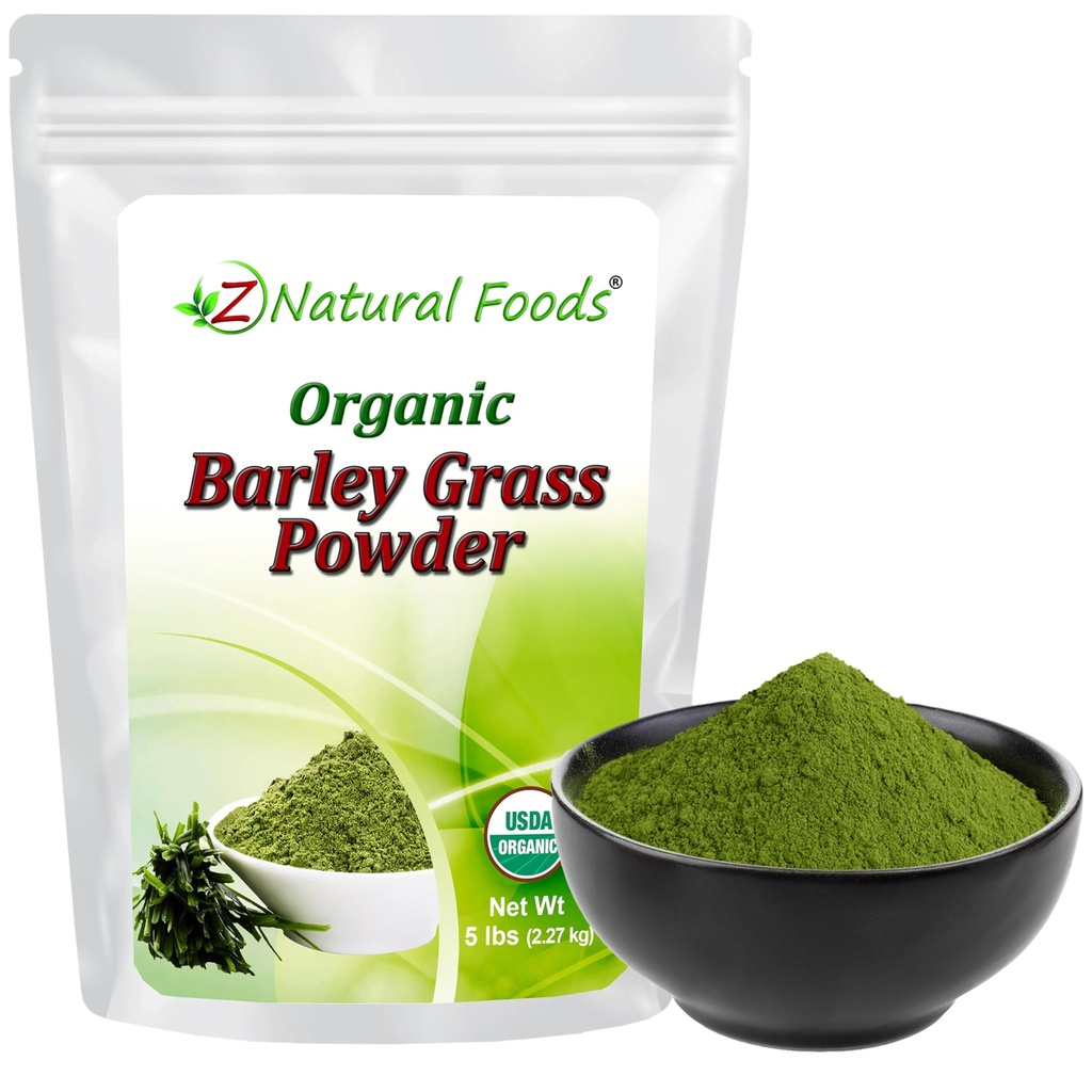 Z Natural Foods Organic Barley Grass Powder - USDA Organic Whole Food Green Blend for Energy Boost, Detox & pH Balance with Amino acids, Minerals - Antioxidant Mix for Juice, Water, Smoothies, 5 lbs