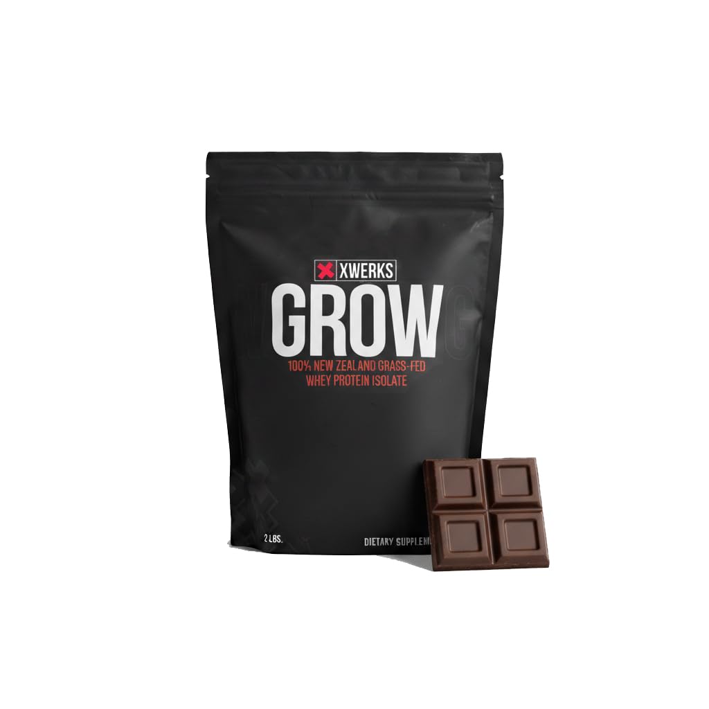 Xwerks Groei 100% Nieuw-Zeeland Gras Fed Wei Proteïne, 25g Pure Isolaat Proteïne Poeder Per Serving, Alle natuurlijke Paleo en Keto vriendelijk, Soy Gratis Gluten Gratis Gemakkelijk te graven, Chocolade, 30 porties