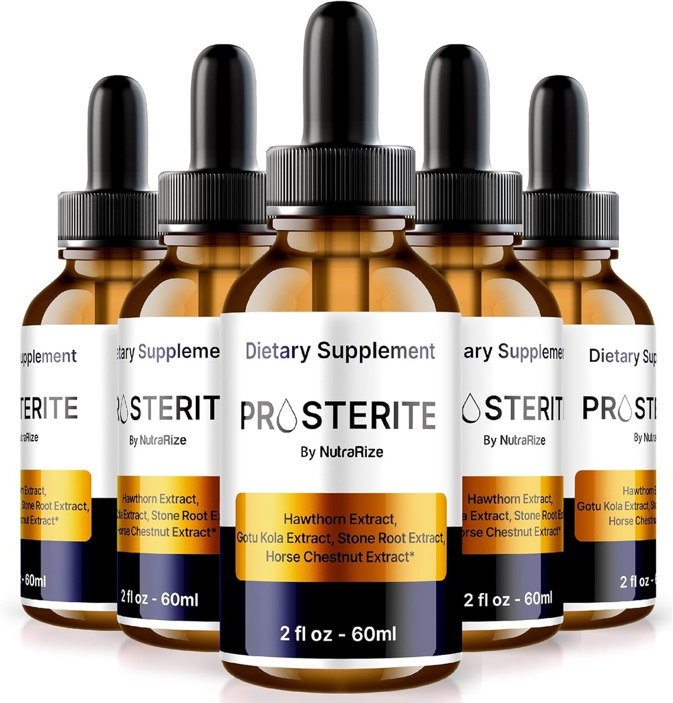 (5 Pack) Prosterite Drops, All Natural Prostate Support Formula, Maximale sterkte Dropper voor de algehele gezondheid en welzijn, Herbal Blend Oral Drop, Proste rite Reviews Official (150 Servings)