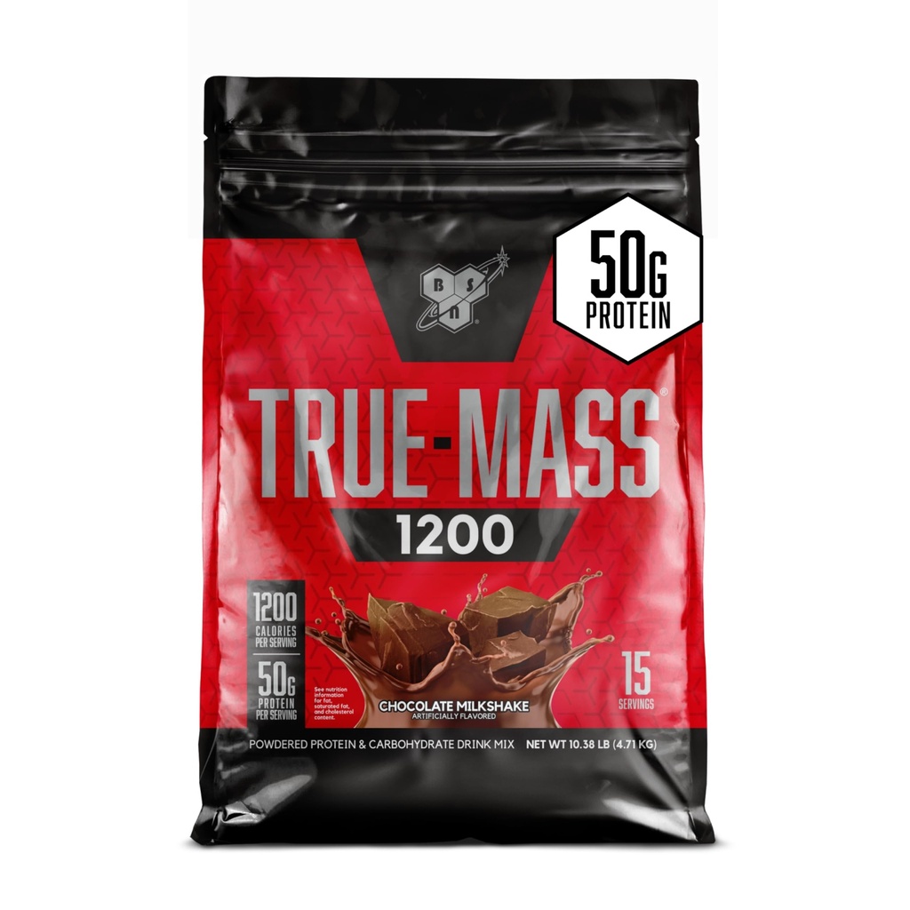 BSN TRUE-MASS Weight Gainer, Muscle Mass Gainer Protein Powder, Chocolate Milkshake, 10.38 Pond (Verpakking mei Vary)
