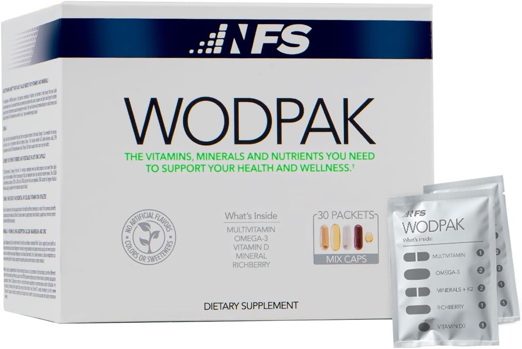 NF Sports WodPak Complete Daily Multivitamin Vitamin Pack for Men and Women, Soft-Gel Berry-Flavored Multivitamins with Vitamin D, Vitamin D3, Zinc, Omega 3, 30 Servings (Pack of 1)