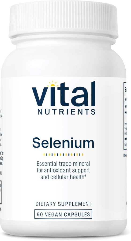 Vitale voedingsstoffen - Selenium - Krachtige antioxidant ondersteuning - 90 Vegetarische capsules per fles - 200 mcg