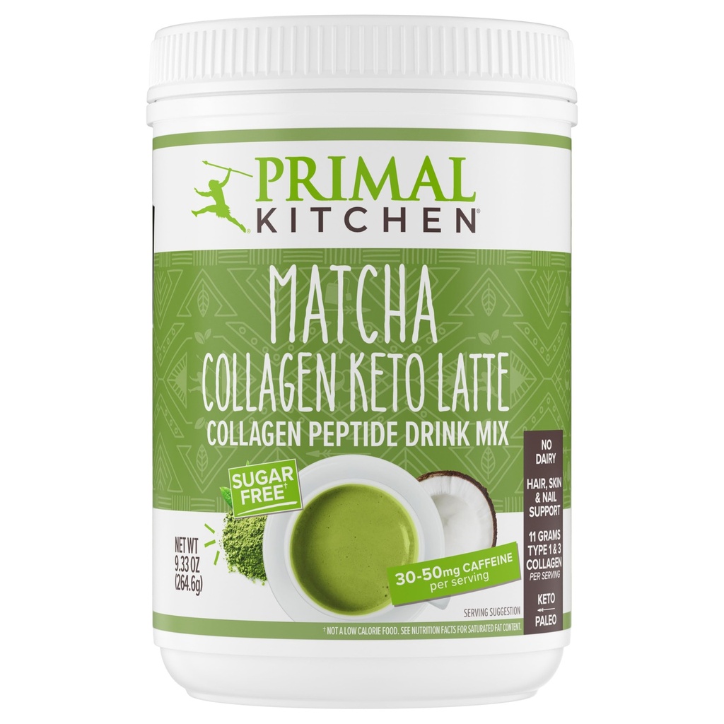 Primal Keuken Matcha Collagen Keto Latte Powder, Sugar-Free Collageen Peptides, 9,33 Ounces