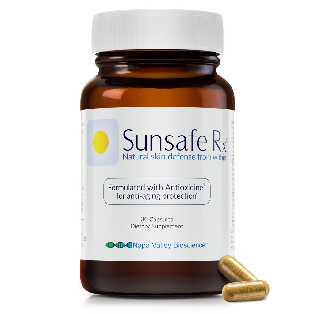 Sunsafe Rx Anti Aging Supplement: Natuurlijke huidbescherming pillen met antioxidanten voor een jeugdige verschijning & Ooggezondheid + Vitaminen, Mineralen, & 250 mg Polypodium Leucocomos (30 Capsules)