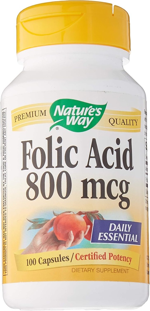 De weg van de natuur foliumzuur - 800 mcg - 100 Capsules, 100 Tellen