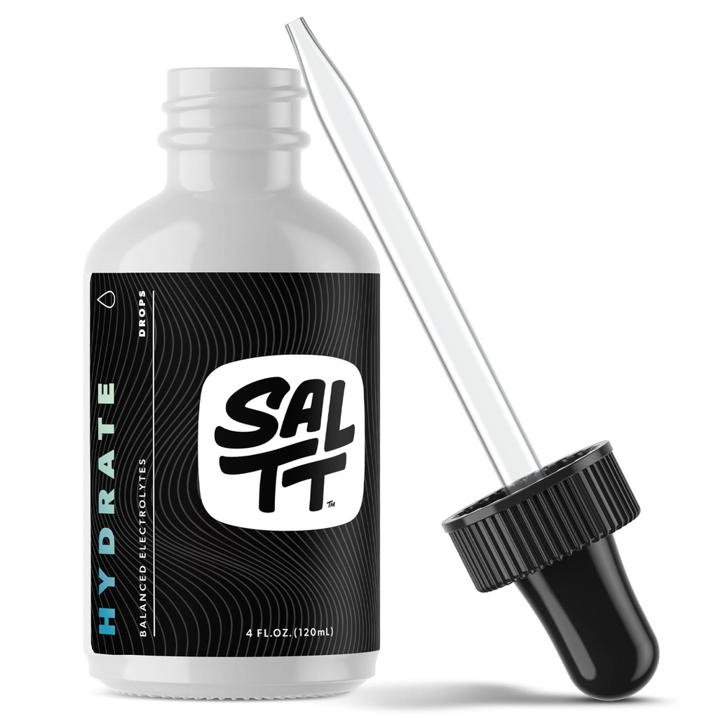 SALTT by Keto Chow - Electrolyte Hydration Drops - Keto Diets & Intermittent Fasting - Immune Support - Gluten & Sugar Free - Natrium, Magnesium, Kalium & Trace Minerals - Unflavored - 4 fl oz