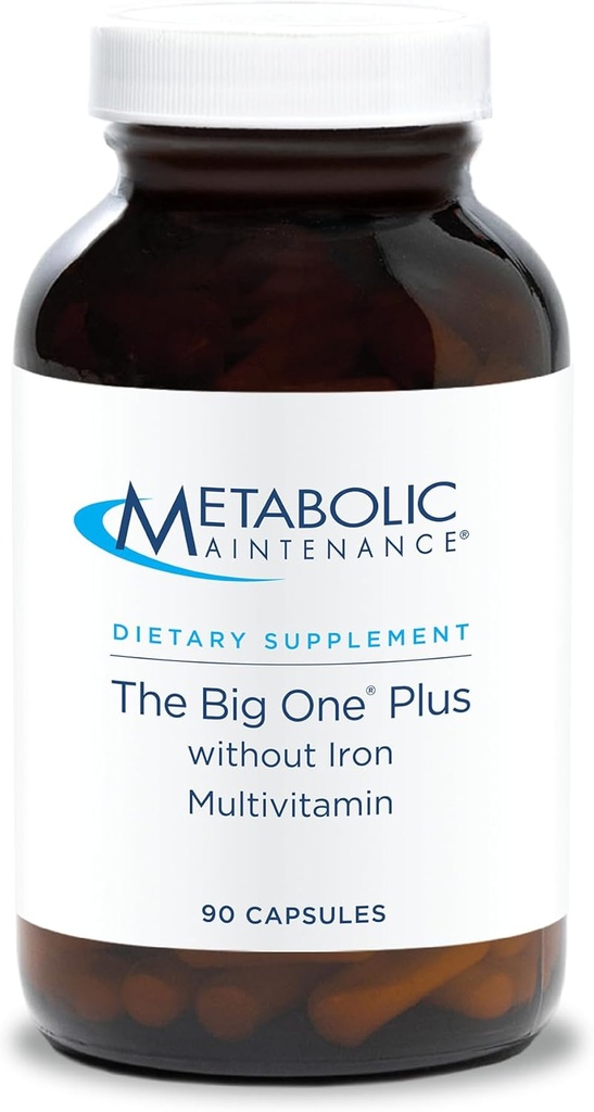 Metabolische Onderhoud De Big One Plus Multivitamine zonder ijzer - IJzervrij Multivitamine voor vrouwen & mannen met vitamine A, C, Mineralen, Gemethyleerde B Complex, en 2000 IE Vitamine D3 - 90 Capsules
