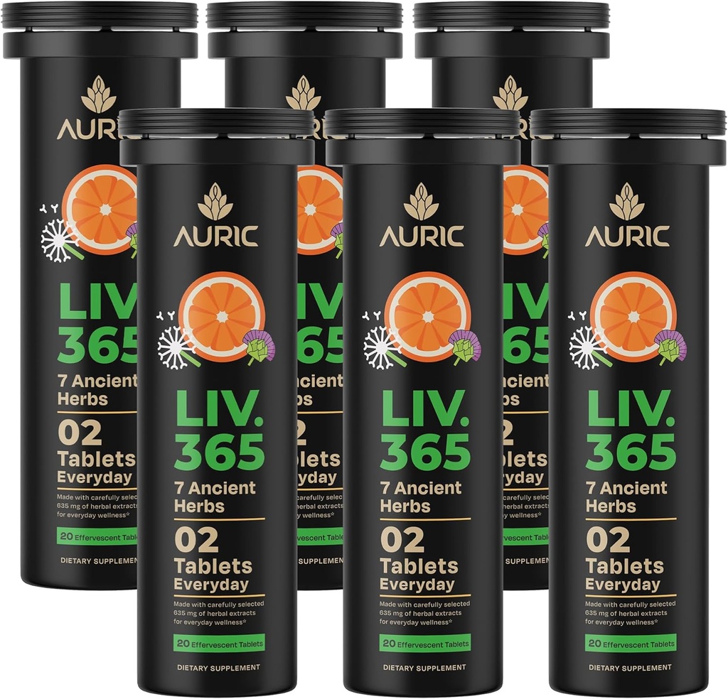 Auric Herbal Liver Support Supplement | Milk Thistle (Silymarin), Turmeric, Garlic, Ginger for Liver Health Advanced Detox & Cleansing Formula for Active Liver | 120 Tablets | Plant Based Gluten-Free