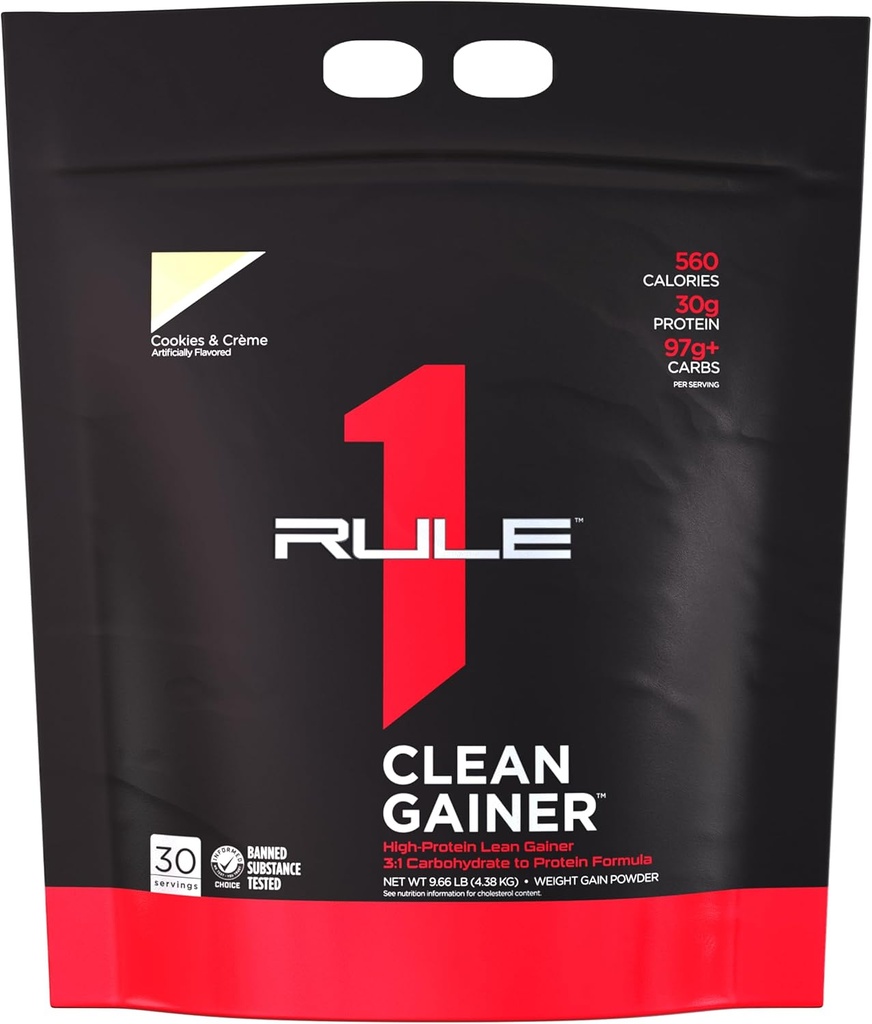 Regel 1 Clean Gainer - High-Protein Lean Gain Formula met 560 Calorieën, 30 gram vol-Spectrum Proteïne, meer dan 90 g Carbs, onder 6 gram vet (30 porties, Cookies & Crème)