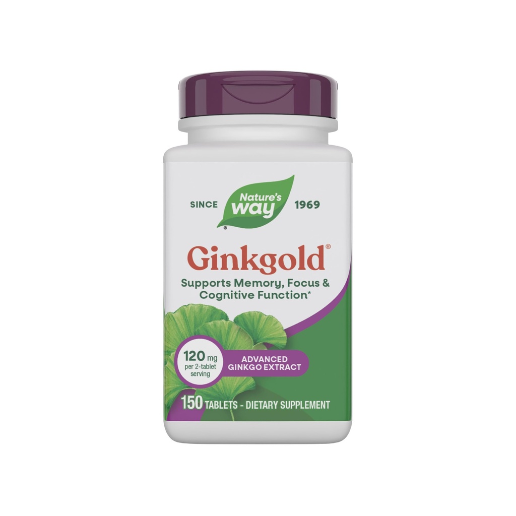 Nature's Way Ginkgold Advanced Ginkgo Extract, Supports Memory, Focus & Cognitive Function*, Ginkgo Biloba Extract, 150 tabletten (Packaging May Vary)