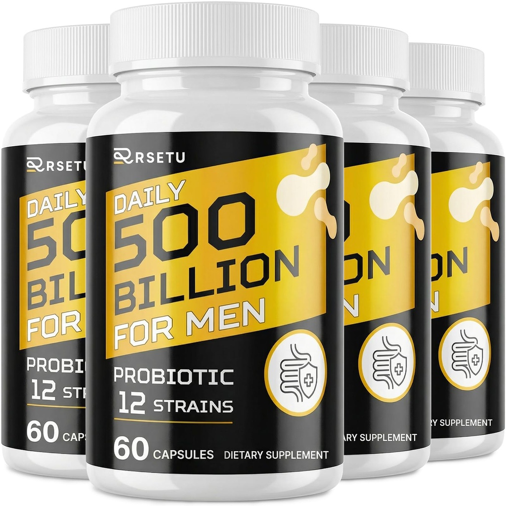 Probiotica voor mannen, 500 miljard CFU & 12 strains Mens Probiotic with Turmeric Cranberry, Goji, Gut Health for Men, for Digestive Health, Gut, Bloating & Gas, Immune, Energy Support, 120-Day Supply