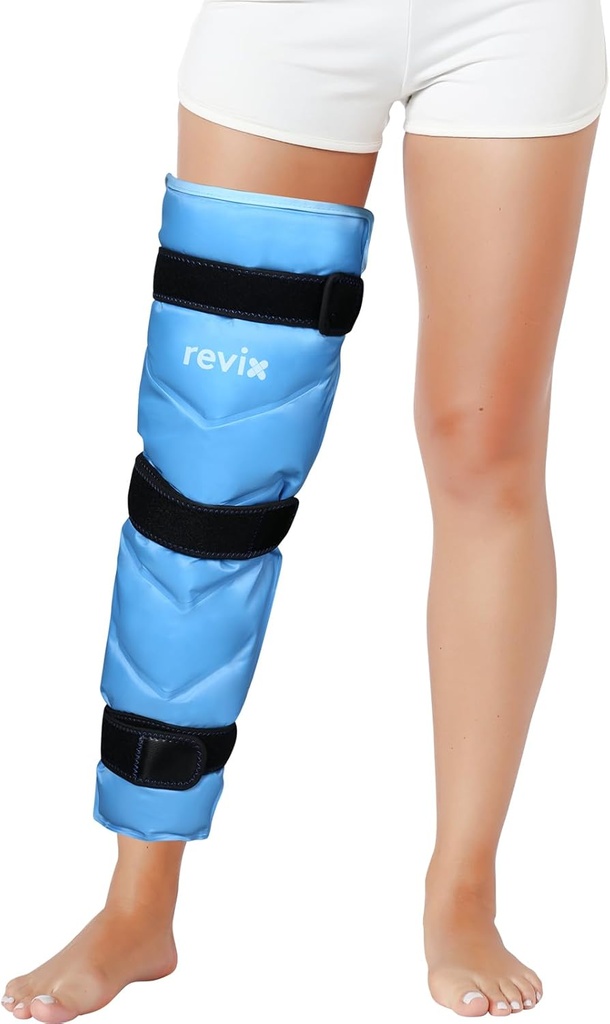 REVIX Full Leg Ice Pack Wrap rond het hele been, Herbruikbare Gel Cold Wrap voor Hip, Thigh en Knie, Soft Cold Compress Ice Pack Mouw met 3 riemen