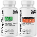 Youth & Tonic Colon Cleanser & Detox for Loss of Waste, Breaking The Plateau, Bloating. 60 pillen voor reiniging met Senna Leaf, Apple Cider Vinegar, Glucomannan en meer