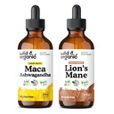 Wild & Organic Maca Ashwagandha Tinctuur 4 fl oz & Lion's Mane Tinctuur 4 fl oz