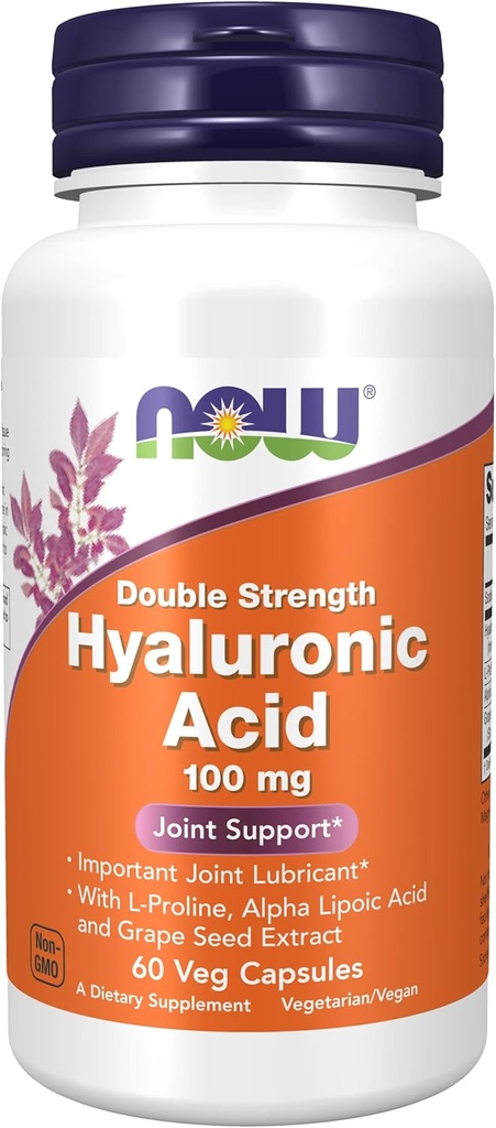3 Flessen van nu Foods, HYALURONIC Acid 100MG 2X Plus 60 CAPS