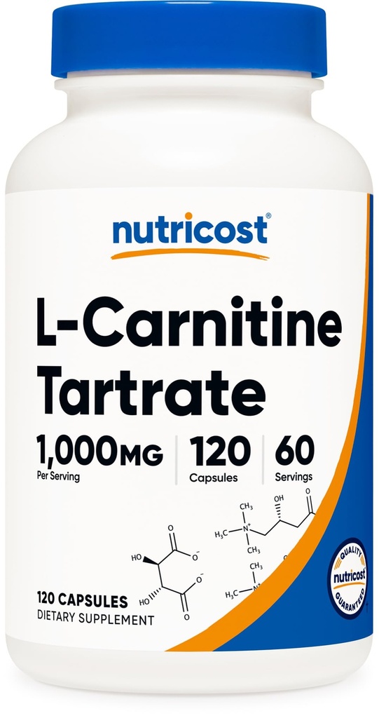 Nutricost L-Carnitine Tartraat 1000mg, 120 capsules - 500mg per capsule (60 porties)