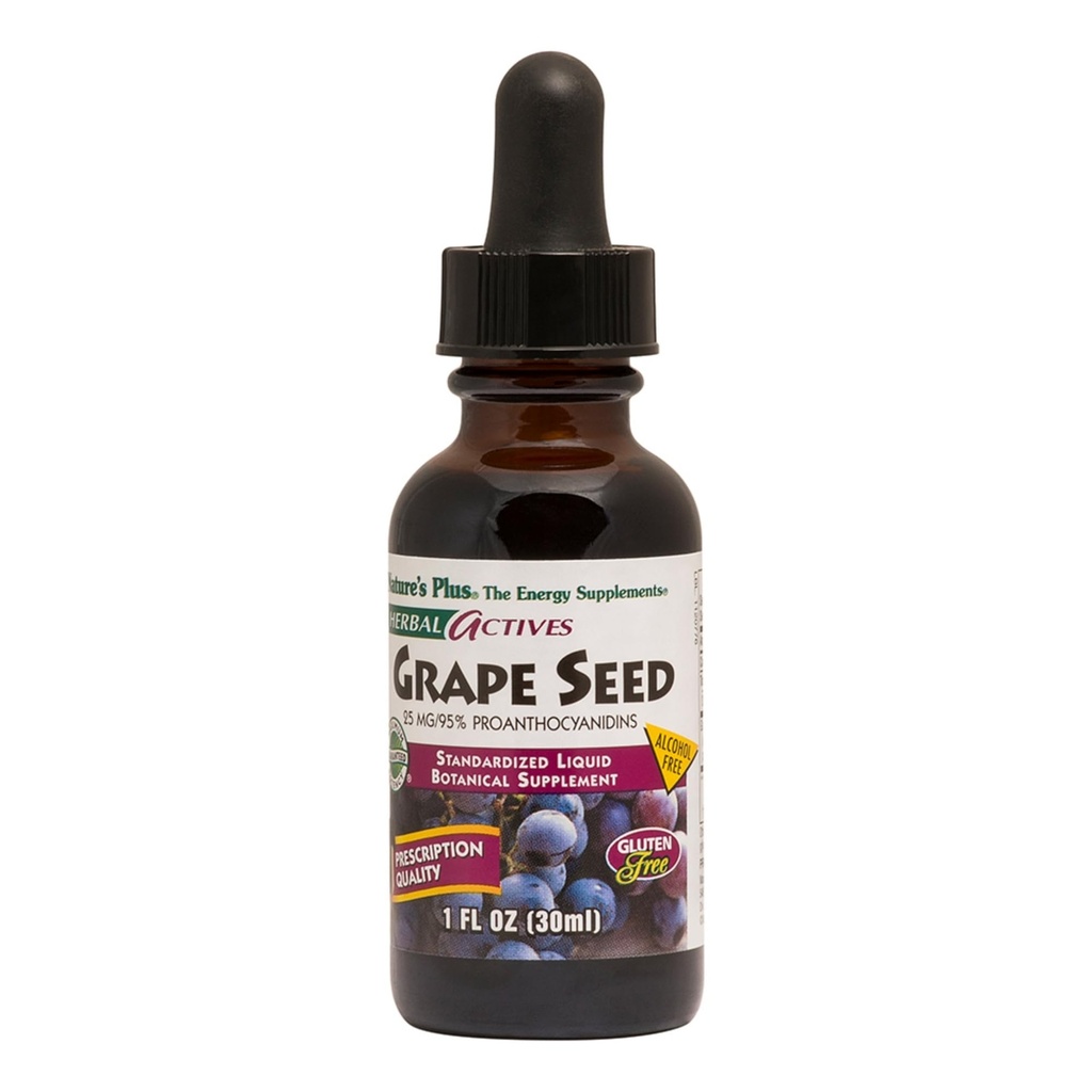 Natures Plus Herbal Actives Grape Seed 25 mg vloeibare suspensie - Vegan Drops, 1 fl oz - Vegetarisch, Glutenvrij - 30 porties