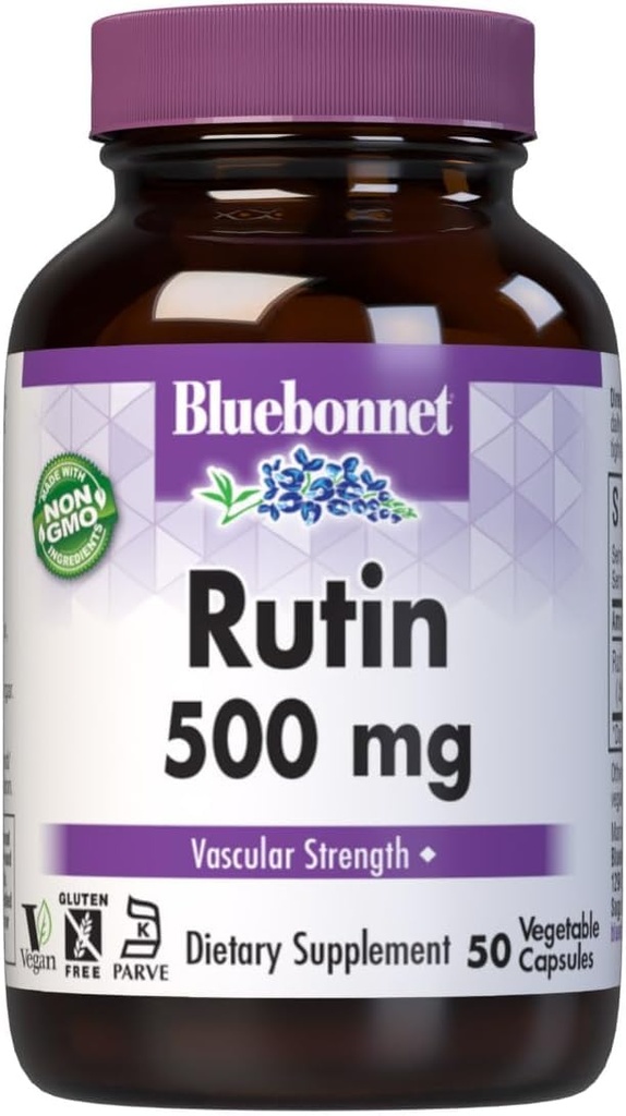 Bluebonnet Nutrition Rutin 500mg (Sophora Japonica) Antioxidant Bioflavonoïde voor Bloedvatondersteuning* Veganistisch, Glutenvrij, Soy-Free - Plant-Based Rutin Supplement - 50 plantaardige capsules
