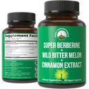 Ultra High Strength 4-In-1 Super Berberine Gepatenteerde GlucoVantage + Wild Bitter Meloen + Kaneel Extract + Chromium Picolinaat Vegan Capsules. Geweldig supplement voor ondersteuning na-maaltijd Spikes en energie