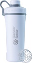 BlenderBattle Radian Shaker Cup Geïsoleerde roestvrij stalen waterfles met draad Whisk, 26-Ounce, Matte White