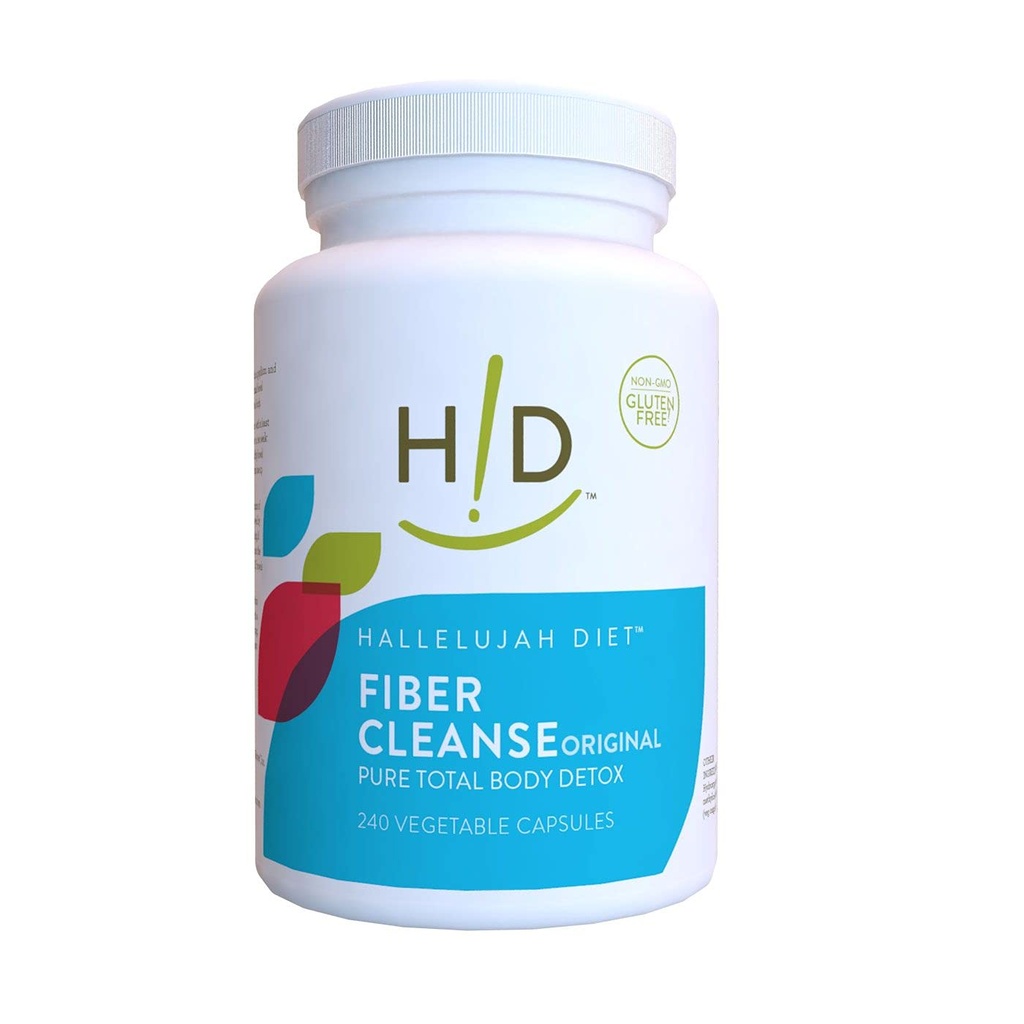 Hallelujah Diet Fiber Cleanse - Psyllium and Flax Seed-Based Capsules, Helps Eliminate Toxins and Restore Optimal Bowel Function, Natural Colon Cleanse Supplement - (240 Count)
