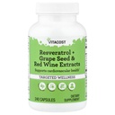 Vitacost Resveratrol + druivenzaad en rode wijnextracten -- 240 capsules