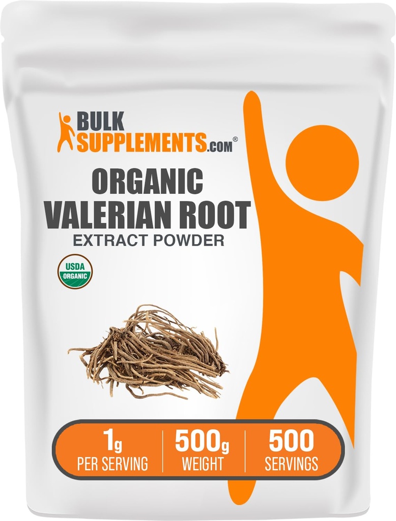 BulkSupplements.com Organisch Valeriaan Extract Poeder - afkomstig van Valeriaanwortel, kruidensupplement - Glutenvrij, 1g per portie, 500g (1.1 lbs) (verpakking van 1)