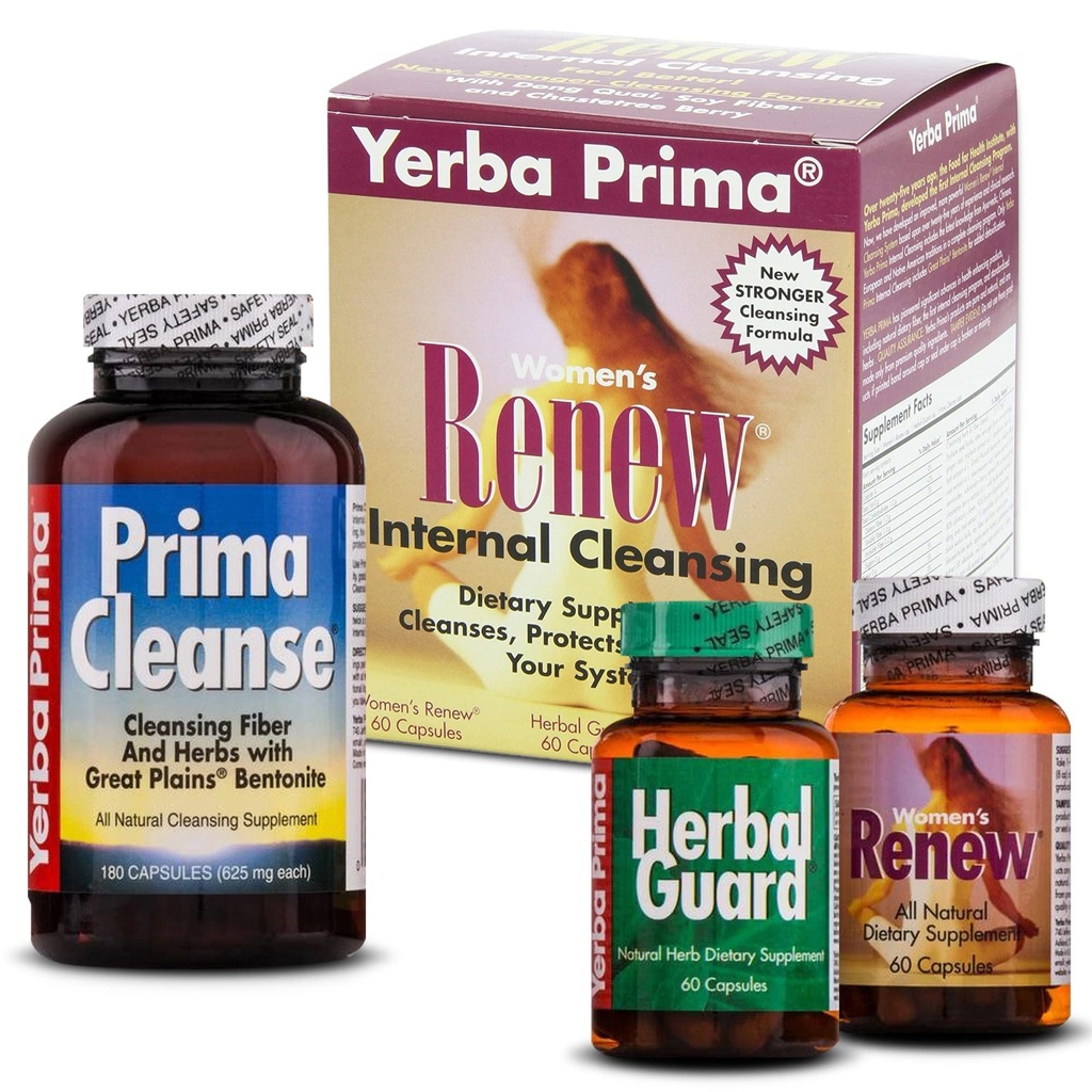 Yerba Prima Vrouwen Renew Internal Cleansing Program - 30 dagen programma - Kit Inclusief 3 flessen - Detox Cleanse Ontworpen voor het vrouwelijke lichaam
