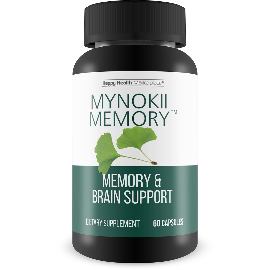 Mynokii-geheugen - Nootropic Brain Supplement - Geheugen & Hersenondersteuning met Ginkgo Biloba & DMAE - Hulpgeheugen, concentratie, duidelijkheid, productiviteit - Bevorderen van helder denken en concentratie - Geheugensupplementen