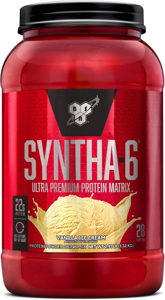 BSN SYNTHA-6 Wei Proteïne Poeder, Vanille Melk Isolaat Proteïne Poeder met Micellar Caseïne, Ice Cream, 28 Servers (Verpakte mei Vary)