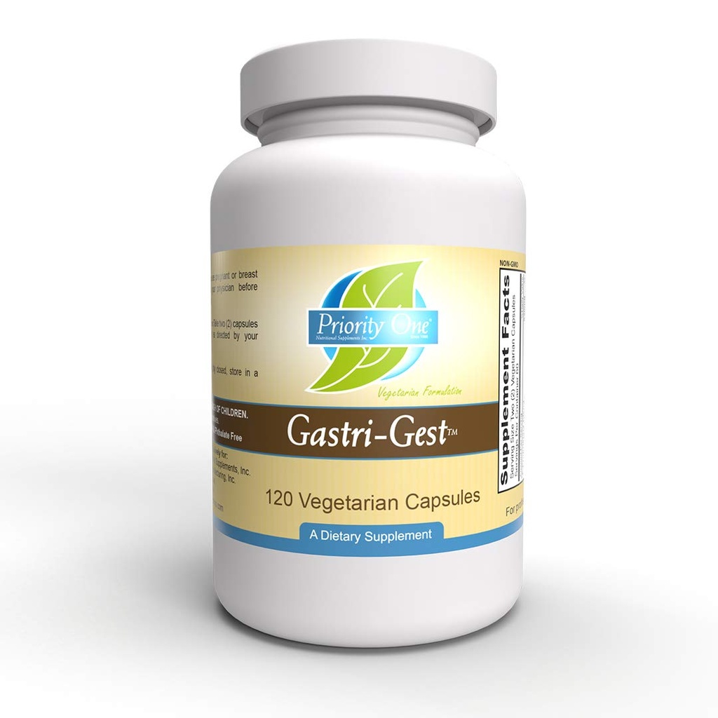Prioriteit Een Vitaminen Gastri Gest 120 Vegetarische Capsules - Krachtige combinatie van plantaardige enzymen die helpen bij het handhaven van gezonde spijsvertering en darmenzymen activiteit.*