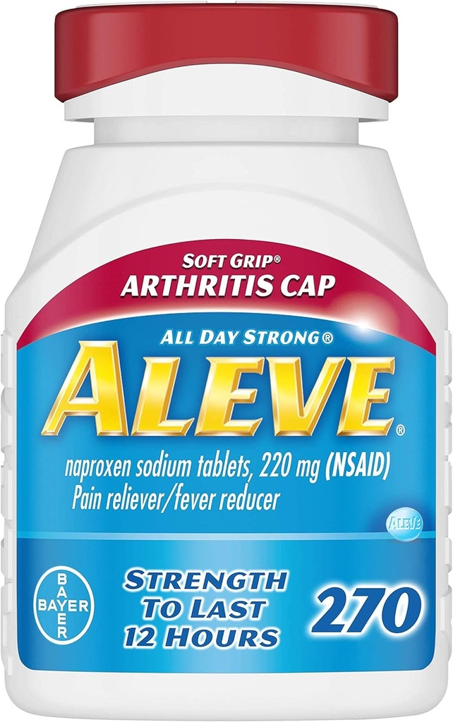 Aleve Zachte Grip Artritis Cap Tablets, Snelle Acting All Day pijn verlichting voor hoofdpijn, spierpijn, en Koortsreductie, Naproxen Natrium Capsules, 220 mg, 270 Tel.