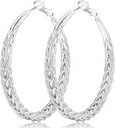 Senteria Silver Hoop Oorbellen voor vrouwen Hypoallergeen 925 Sterling Silver Post Hoop Oorbellen Lichtgewicht Large Hoops Oorbellen Dikke Twisted Silver Hoops 30/40/50MM