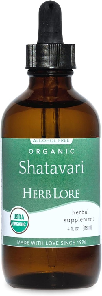 Herb Lore Organic Shatavari Root Extract Tinctuur - Liquid Shatavari Drops (Asparagus Racemosus) voor Borstvoeding en Wellness Ondersteuning - Alcoholvrij (4 fl oz)