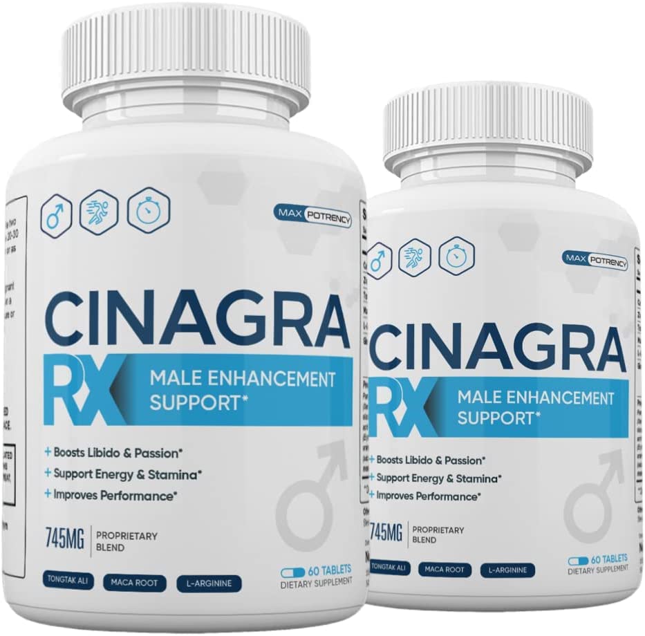 (2 Pack) Cinagra RX Pillen voor mannen, Cinagra RX Supplement Advanced Formula, 120 Tellen